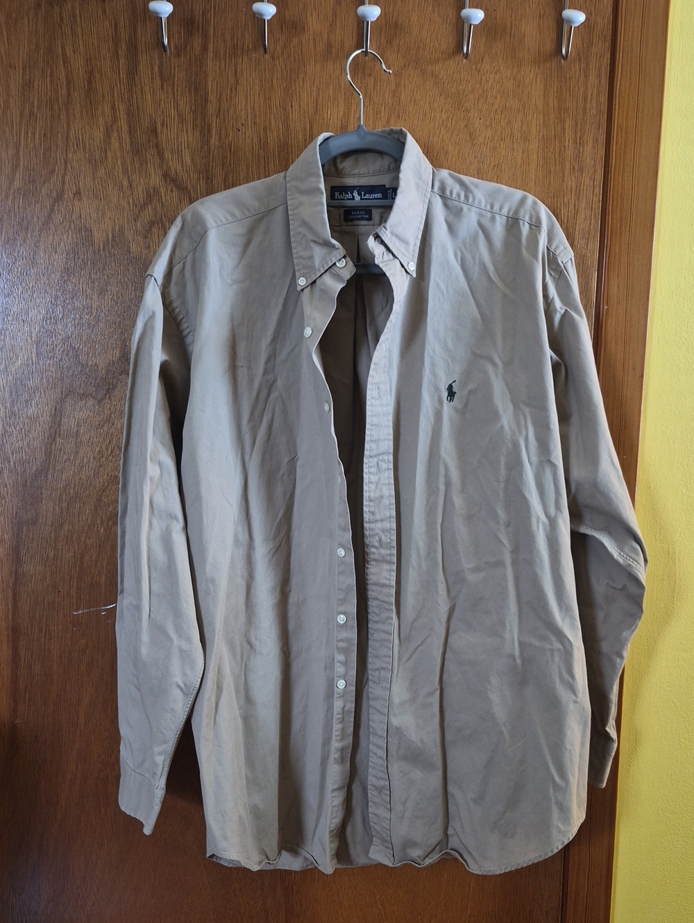 Ralph Lauren Button-Down Shirt - Beige Size Large